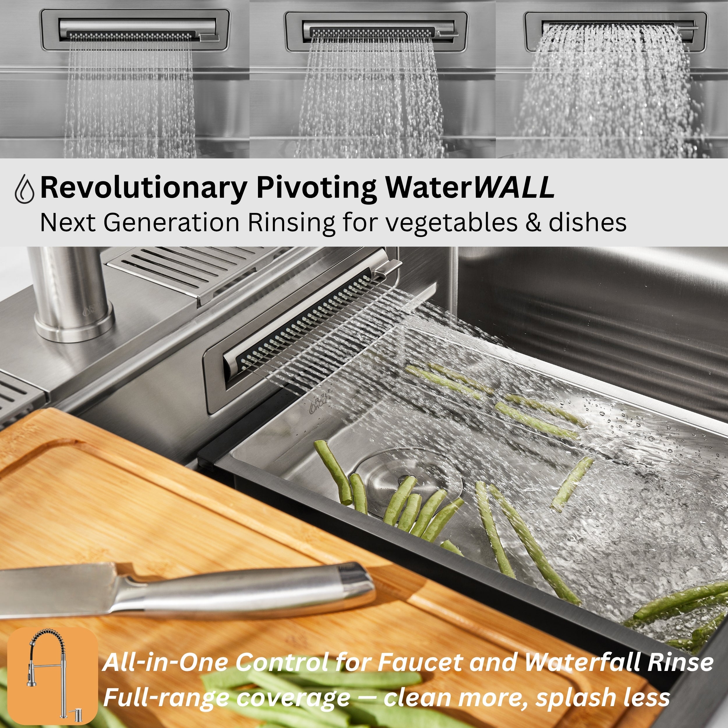 FORNO ACQUA 33 in. Drop-In/Undermount 3-Level Workstation Sink