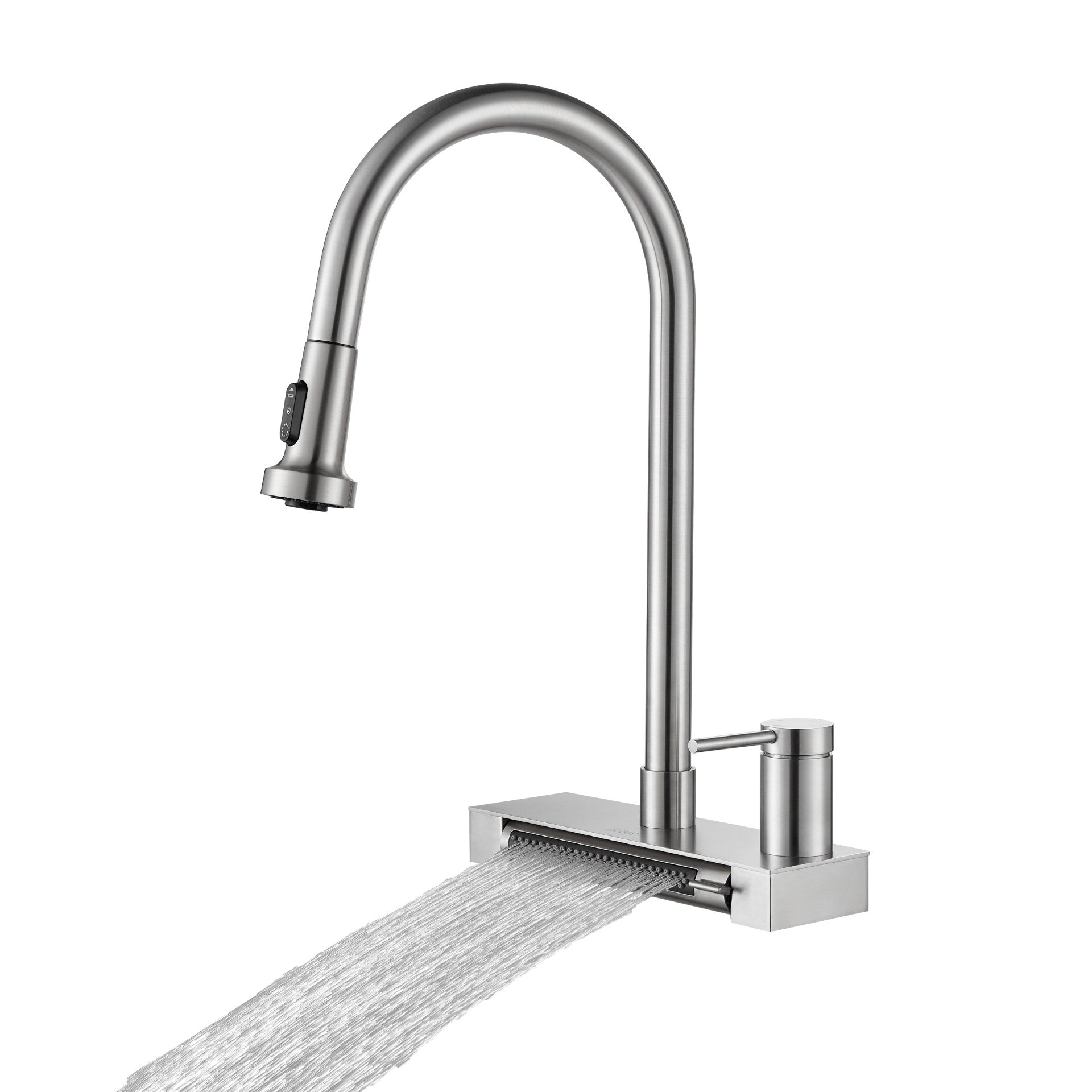 FORNO ACQUA 4 Function Waterfall  Pull-Down Kitchen Faucet Brushed Nickel - Forno Appliances