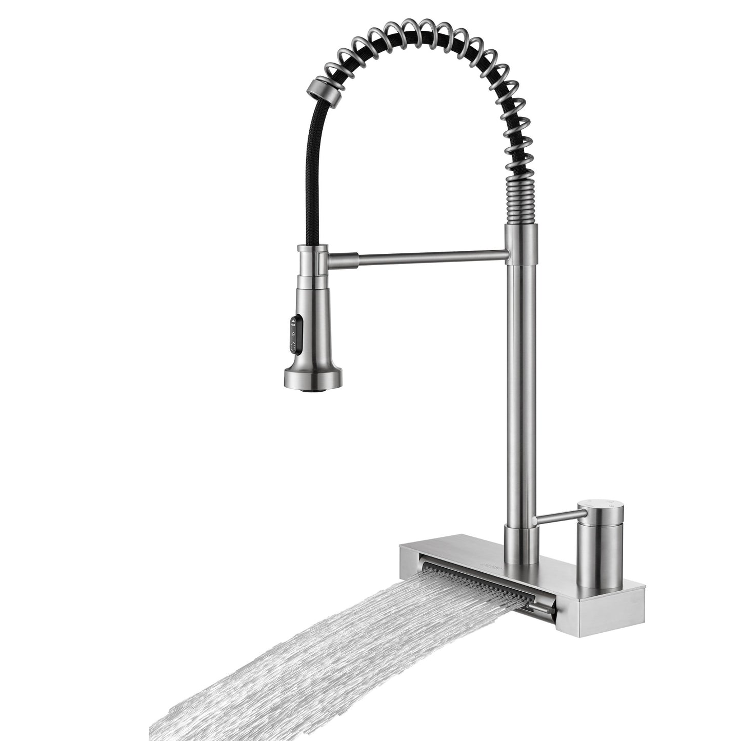 FORNO ACQUA 4 Function  Pull-Down Waterfall Kitchen Faucet Brushed Nickel - Forno Appliances