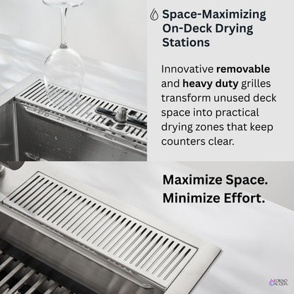 FORNO ACQUA 33 in. Drop-In/Undermount 3-Level Workstation with Retractable Faucet & Glass Rinser