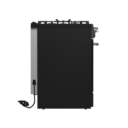 Cocina a gas Forno Leonardo Espresso de 30 pulgadas, color negro, 5 quemadores, 39 500 BTU, horno de convección de 5 pies cúbicos