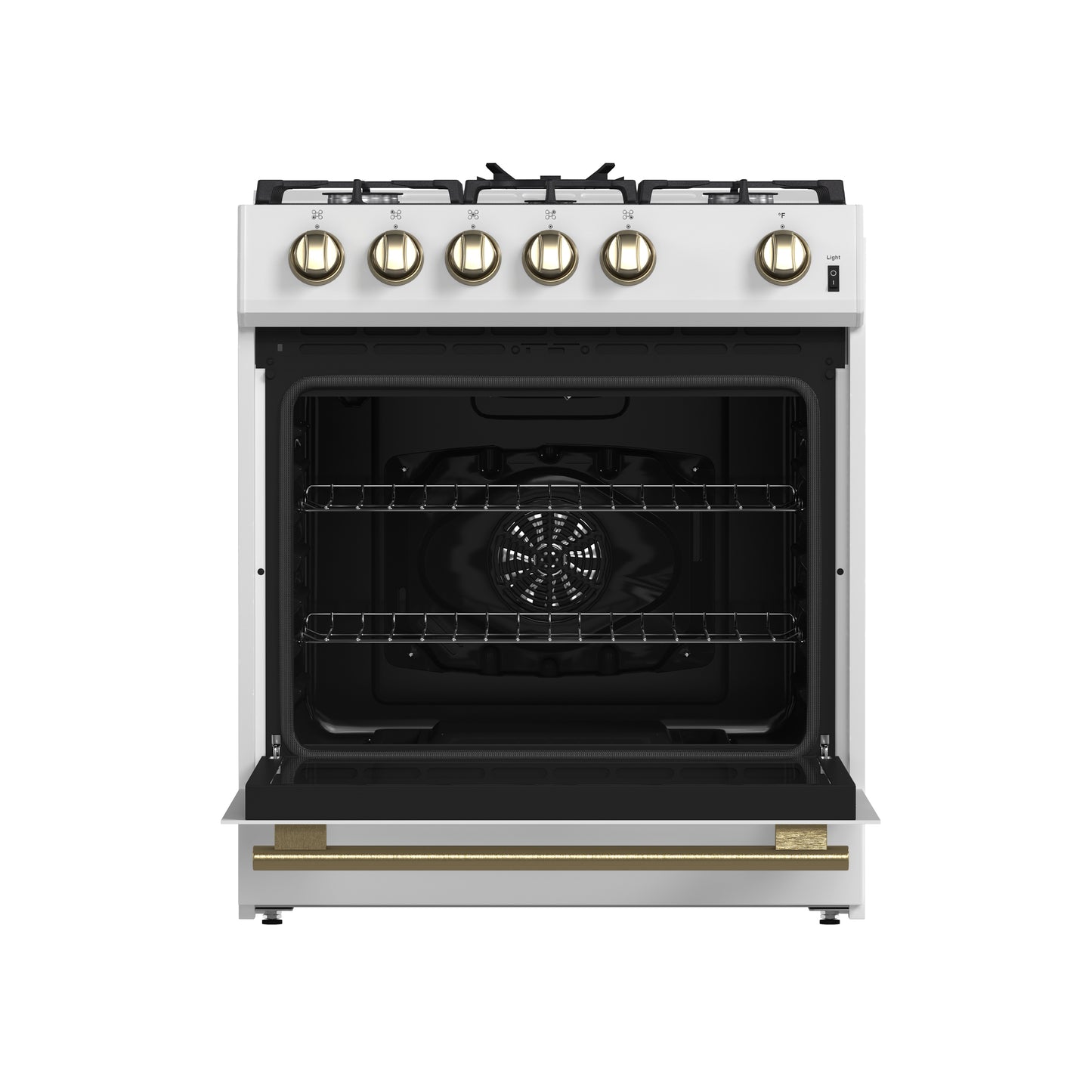 Cocina a gas blanca Forno Leonardo Espresso de 30 pulgadas, 5 quemadores, 39,500 BTU, horno de convección de 5 pies cúbicos