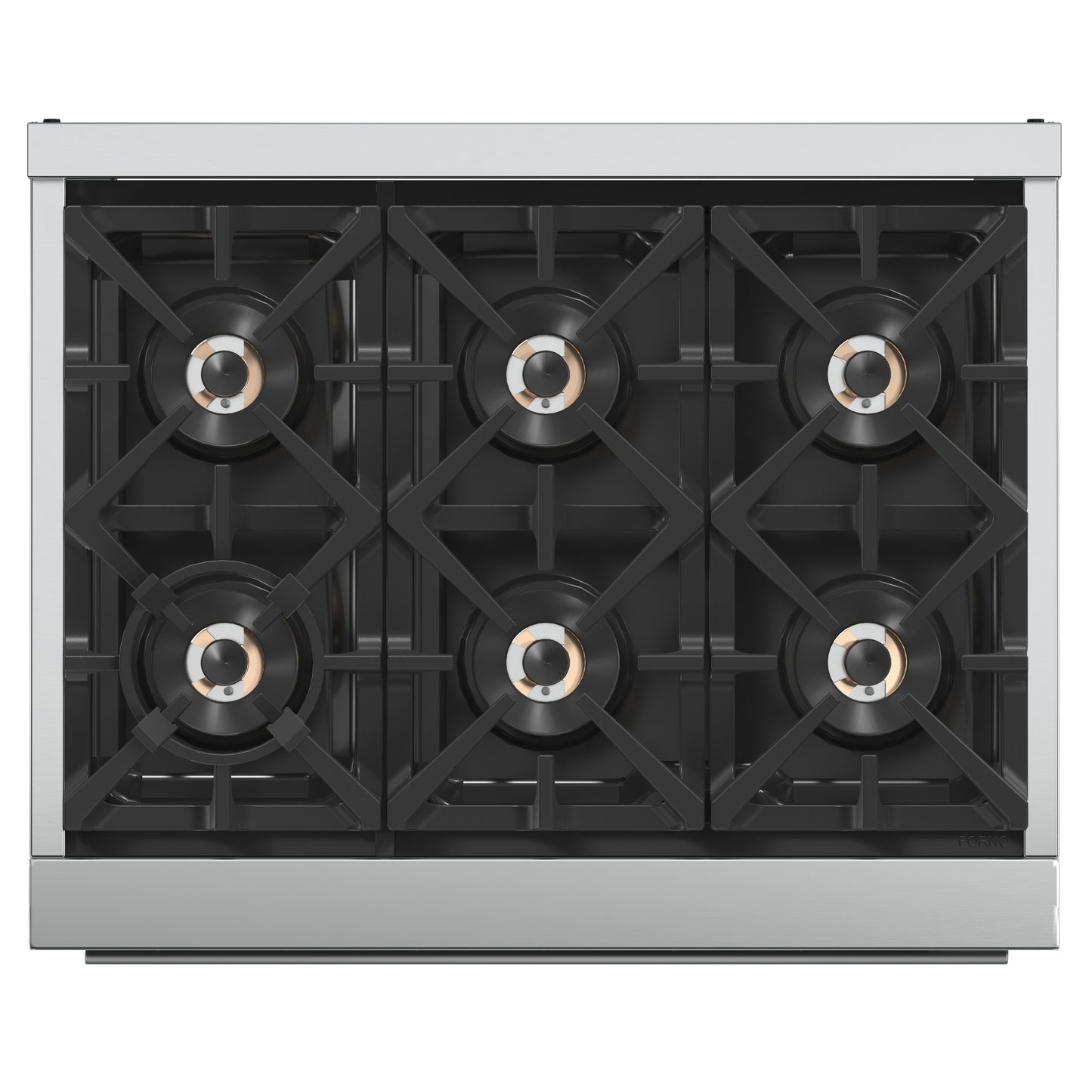 Cocina a gas Forno Capriasca de 36 pulgadas, acero inoxidable, 6 quemadores de latón, 120,000 BTU, horno de convección, eficiencia energética