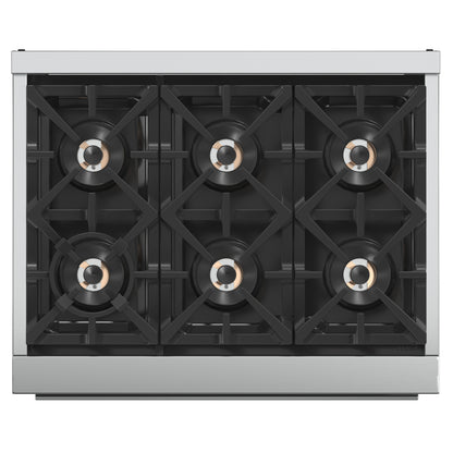 Cocina a gas Forno Capriasca de 36 pulgadas, acero inoxidable, 6 quemadores de latón, 120,000 BTU, horno de convección, eficiencia energética