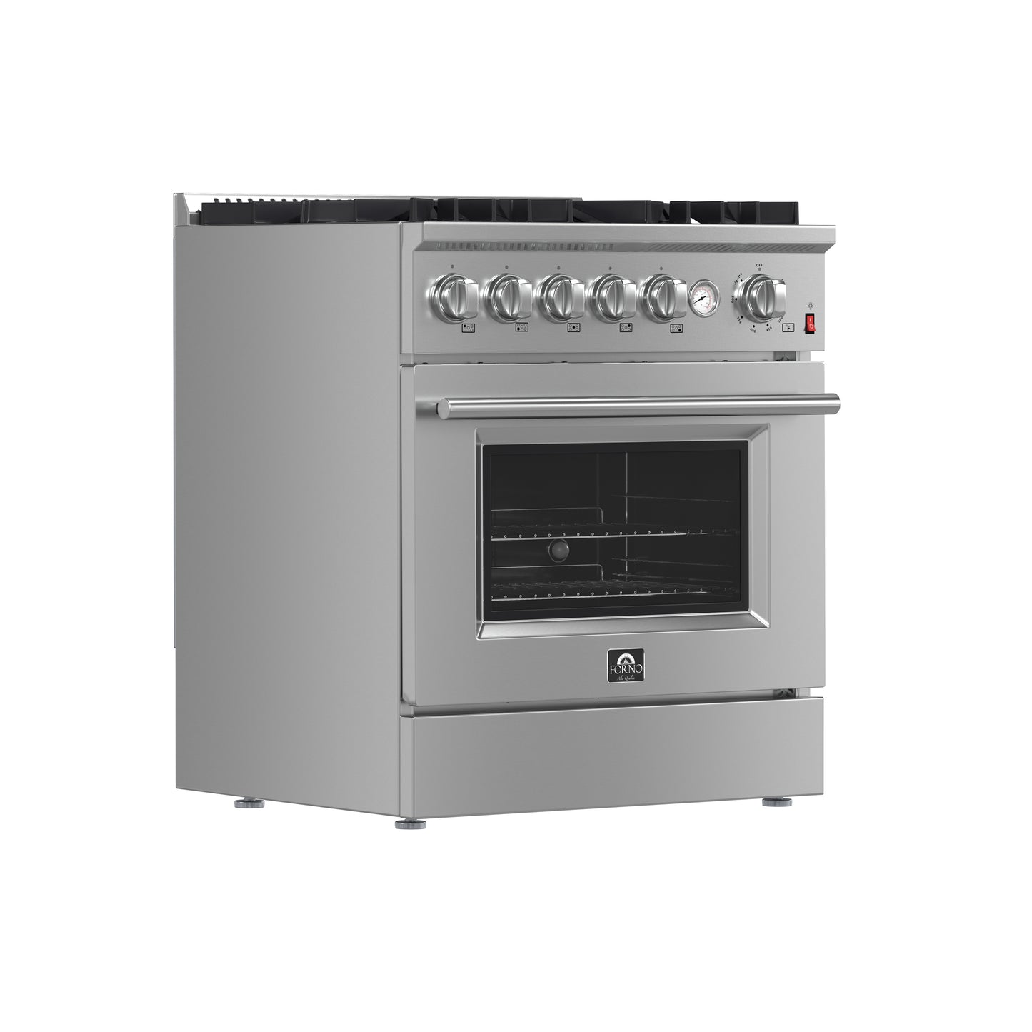 Cocina a gas FORNO Giovanni de 30 pulgadas, acero inoxidable, 5 quemadores, 67,000 BTU, horno de convección de 4.32 pies cúbicos