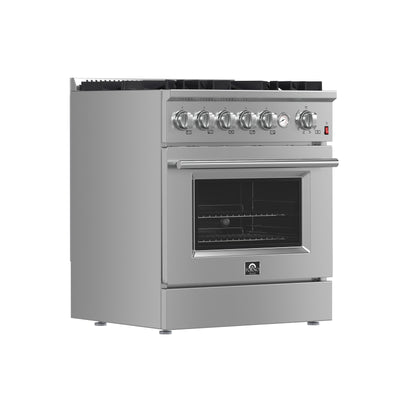 Cocina a gas FORNO Giovanni de 30 pulgadas, acero inoxidable, 5 quemadores, 67,000 BTU, horno de convección de 4.32 pies cúbicos