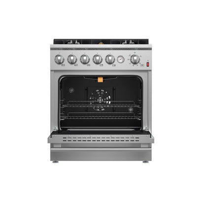 Cocina a gas FORNO Giovanni de 30 pulgadas, acero inoxidable, 5 quemadores, 67,000 BTU, horno de convección de 4.32 pies cúbicos
