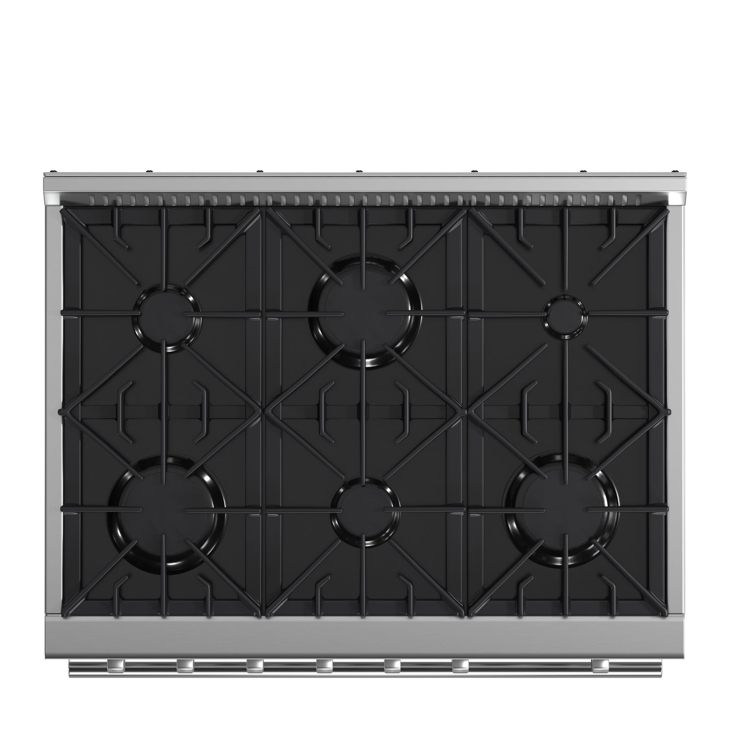 Cocina a gas Marco de 36 pulgadas, acero inoxidable, 6 quemadores, 67,000 BTU, horno de convección de 5.36 pies cúbicos