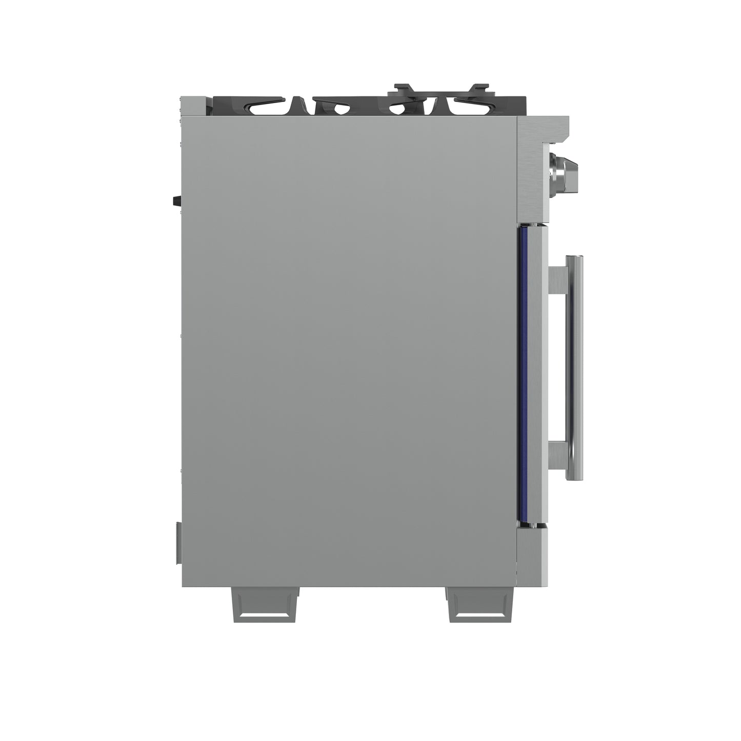 Cocina a gas independiente Forno Capriasca de 76 cm con puerta francesa, 4 quemadores, horno de convección y eficiencia energética.