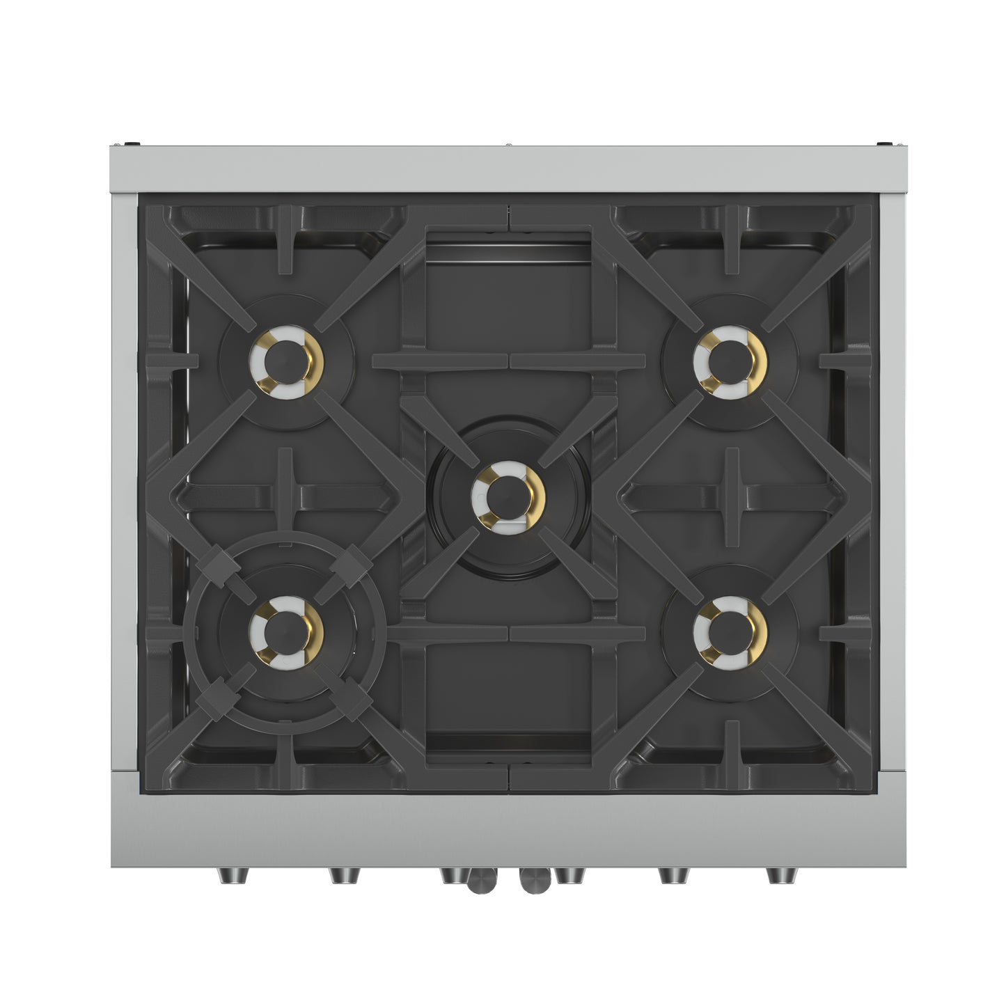 Cocina a gas independiente Forno Capriasca de 76 cm con puerta francesa, 4 quemadores, horno de convección y eficiencia energética.