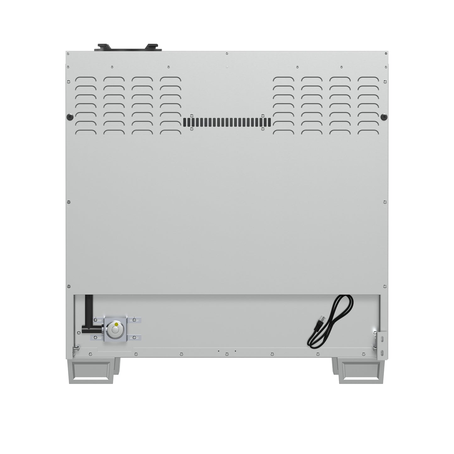 Cocina a gas independiente Forno Capriasca de 91 cm con puerta francesa, 6 quemadores, horno de convección y eficiencia energética.