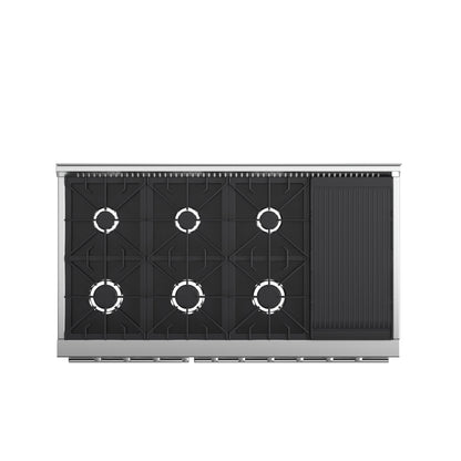 Ensemble de cuisine 3 pièces Premium FORNO : cuisinière à gaz autonome FORNO Galiano 48 po, réfrigérateur convertible double combiné FORNO Rizzuto 60 po, hotte murale FORNO 48 po (FBDL-018-02US)