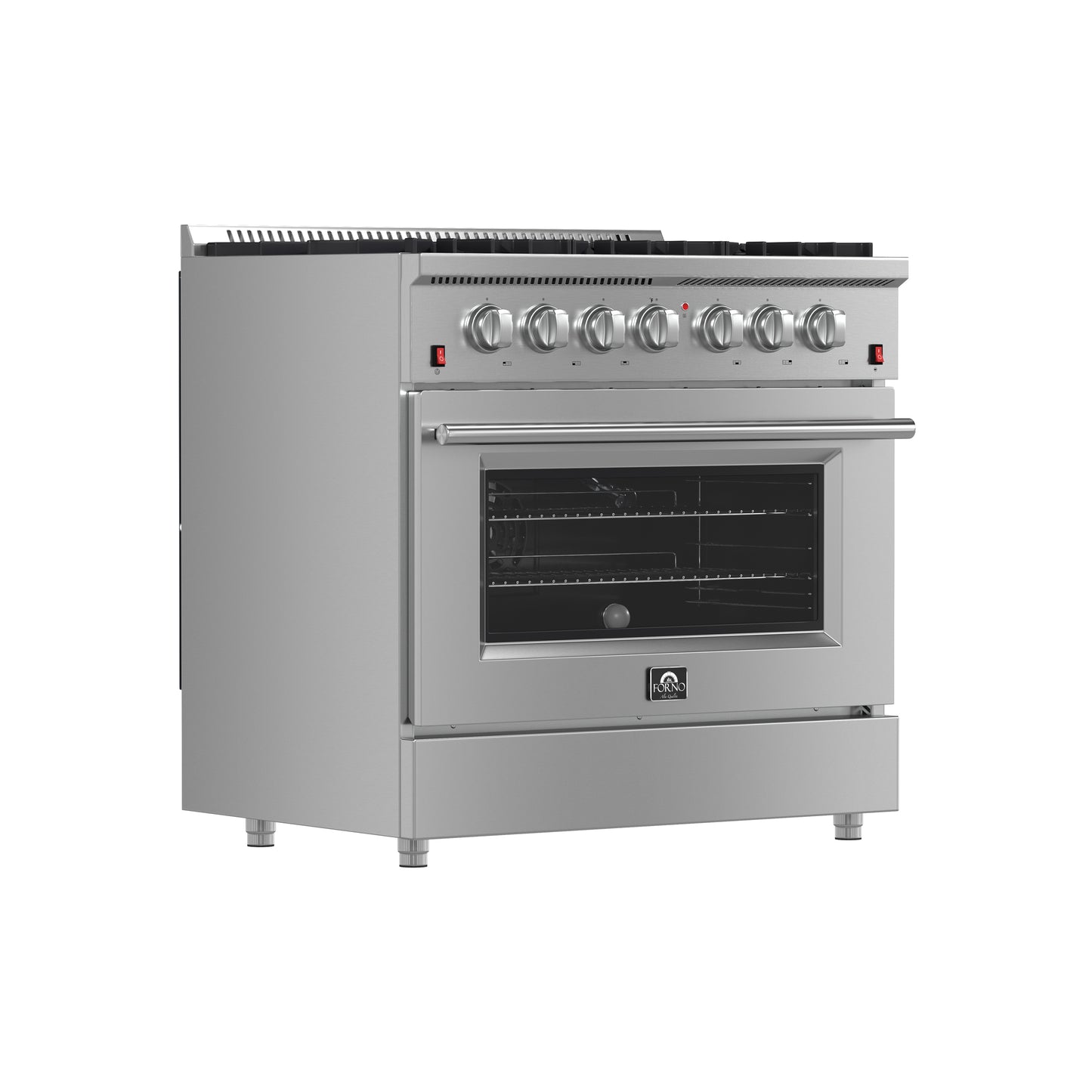 Cocina a gas independiente Forno Galiano de 36 pulgadas, acero inoxidable, 6 quemadores, de bajo consumo