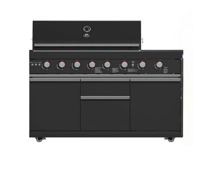 Forno All’Aperto 99,600 BTU Outdoor Kitchen, 5 Burners, Infrared Burners, Side Burner, Black Sintered Stone Countertops, Gas Pizza Oven, Sink Module, Bar & Beverage Center - Forno Appliances