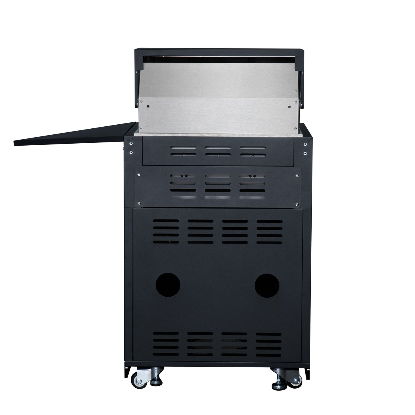 Cuisine extérieure Forno All'Aperto 99 600 BTU, 5 brûleurs, brûleurs infrarouges, brûleur latéral, comptoirs en pierre frittée noire, four à pizza à gaz, module évier, bar & Centre de boissons