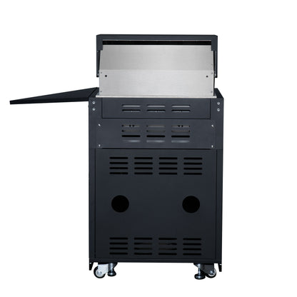 Cuisine extérieure Forno All'Aperto 99 600 BTU, 5 brûleurs, brûleurs infrarouges, brûleur latéral, comptoirs en pierre frittée noire, four à pizza à gaz, module évier, bar & Centre de boissons