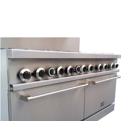 Forno Commerciale 60 Inch Stainless Steel Gas Range, 10 Burners 300,000 BTU Total, 9.3 cu.ft. Ovens - Forno Appliances