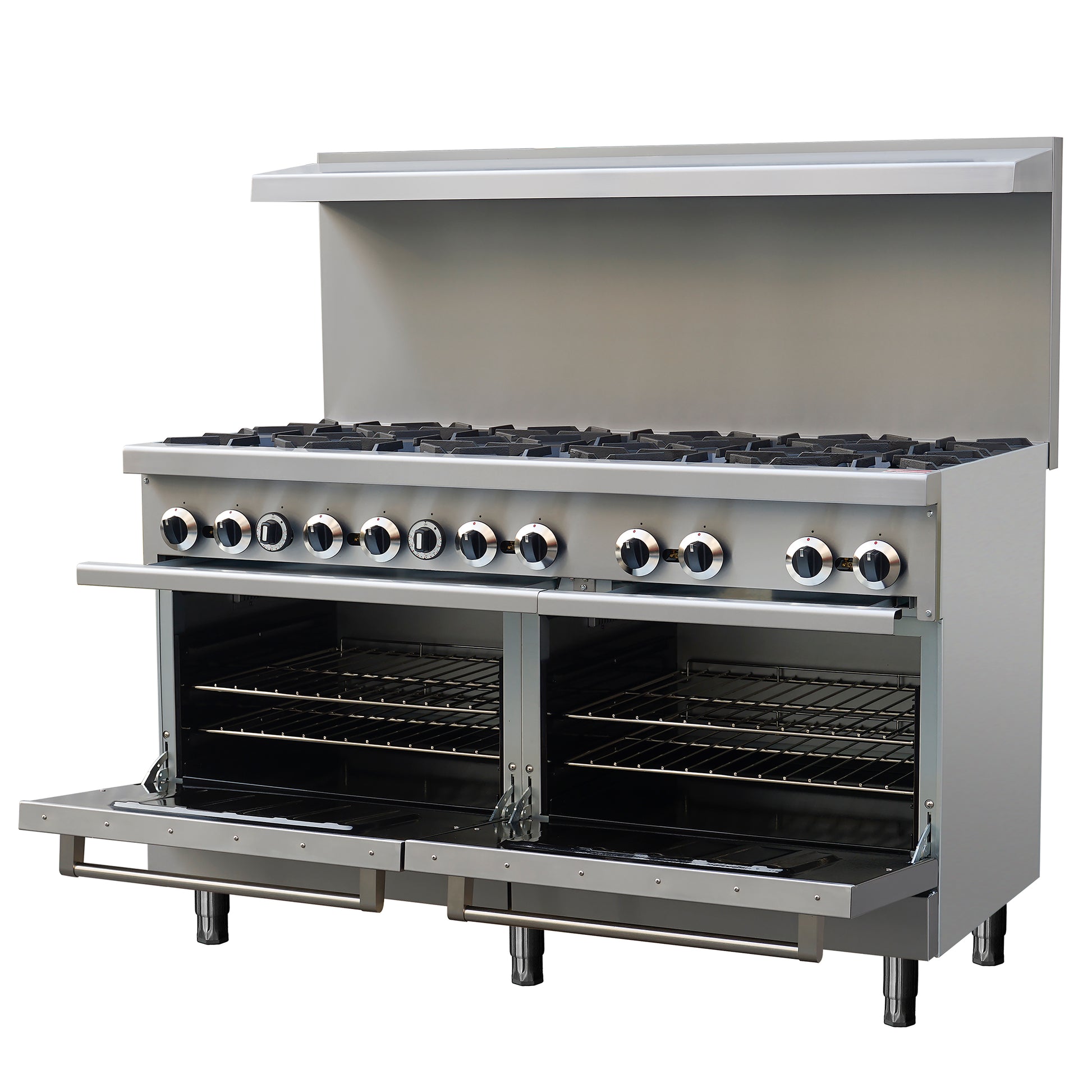 Forno Commerciale 60 Inch Stainless Steel Gas Range, 10 Burners 300,000 BTU Total, 9.3 cu.ft. Ovens - Forno Appliances