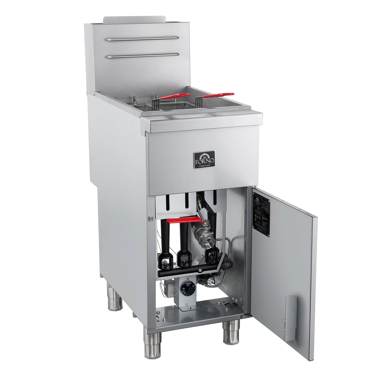 Friteuse commerciale au gaz propane FORNO, 4 brûleurs 120 000 BTU, capacité d'huile de 50 lb, contrôle millivolt