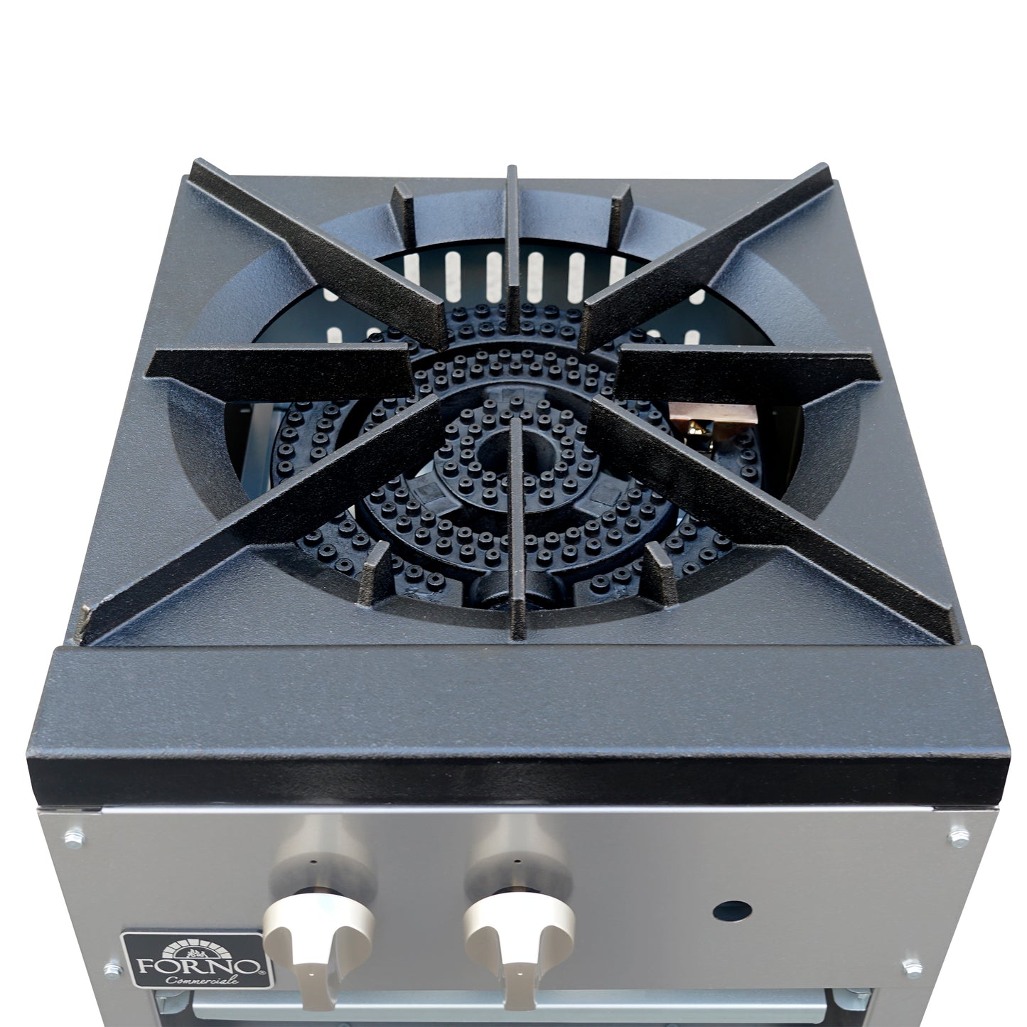 Forno Commerciale gas stock pot range, 1 powerful 3-ring burner, 80,000 BTU, durable stainless steel, heavy-duty cast iron grate - Forno Appliances