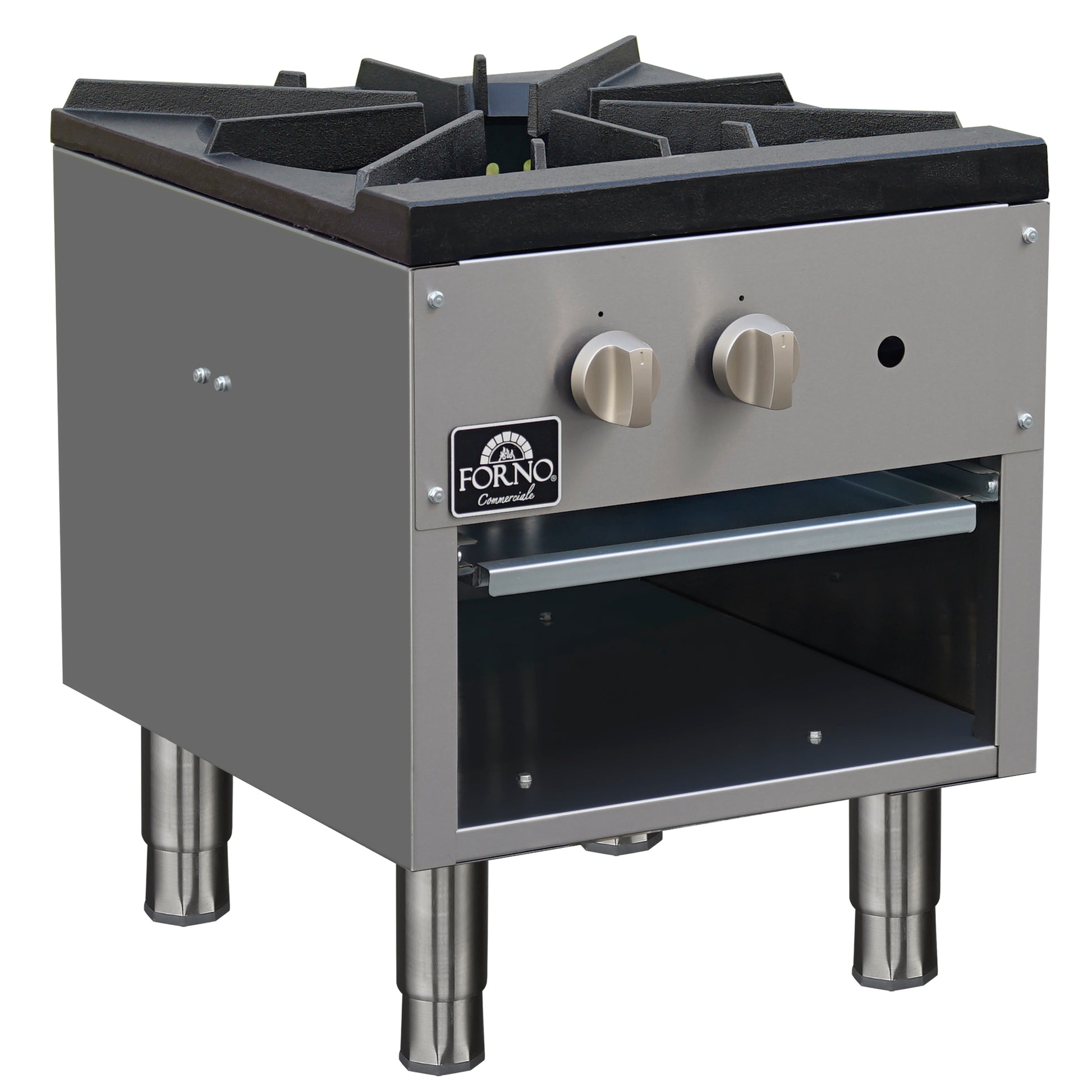 Forno Commerciale gas stock pot range, 1 powerful 3-ring burner, 80,000 BTU, durable stainless steel, heavy-duty cast iron grate - Forno Appliances