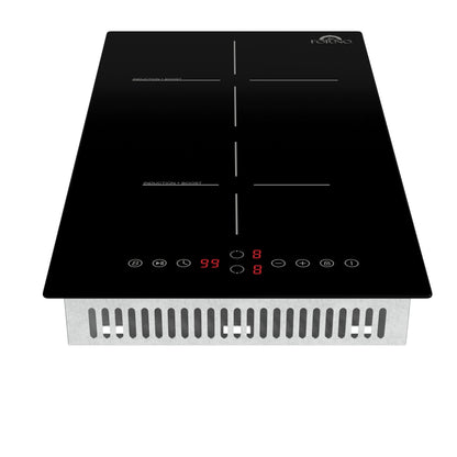 Placa de inducción Forno Parco de 12 pulgadas, 2 zonas, 3600 W de potencia total, control táctil, 9 niveles de potencia y función Booster