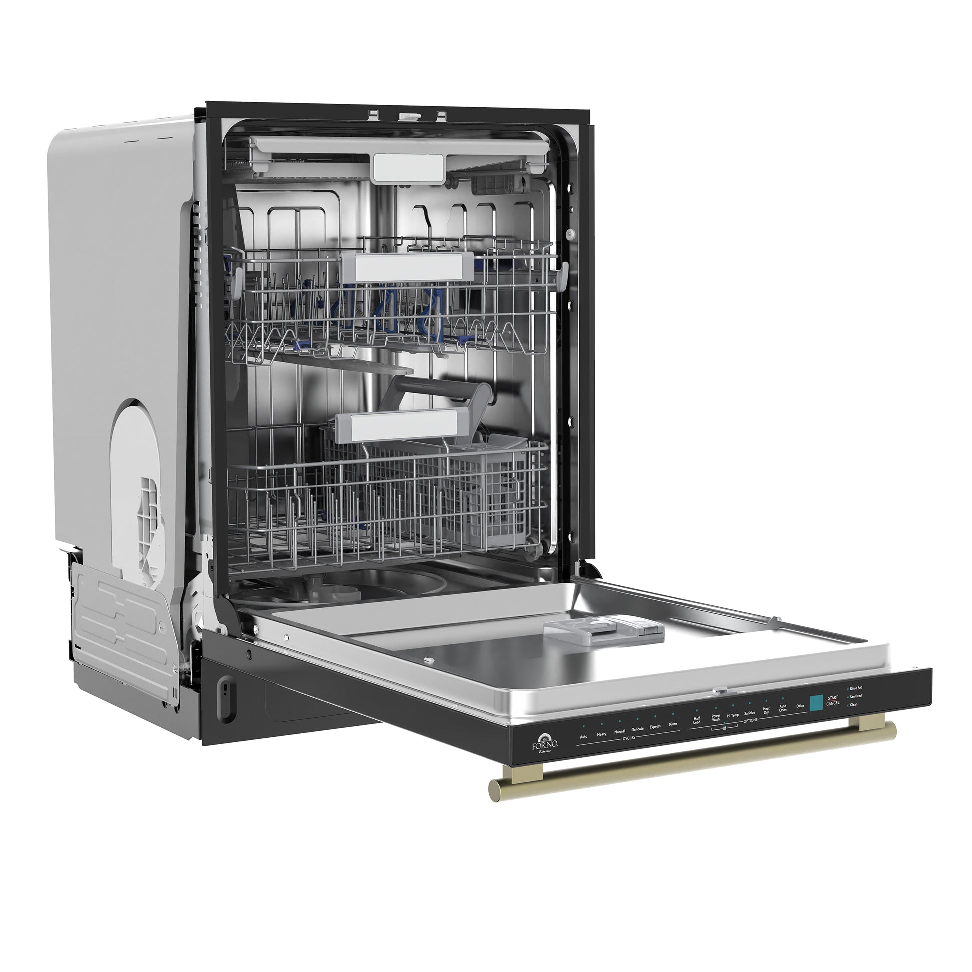 Stella 24 in. Built-in Dishwasher in Black, Tall Tub, Top Touch Control, Fingerprint-Resistant Stainless Steel Dishwasher, Black, Quiet 44 dBA, Soil-Sensing Capable, NSF & ENERGY STAR - Forno Appliances