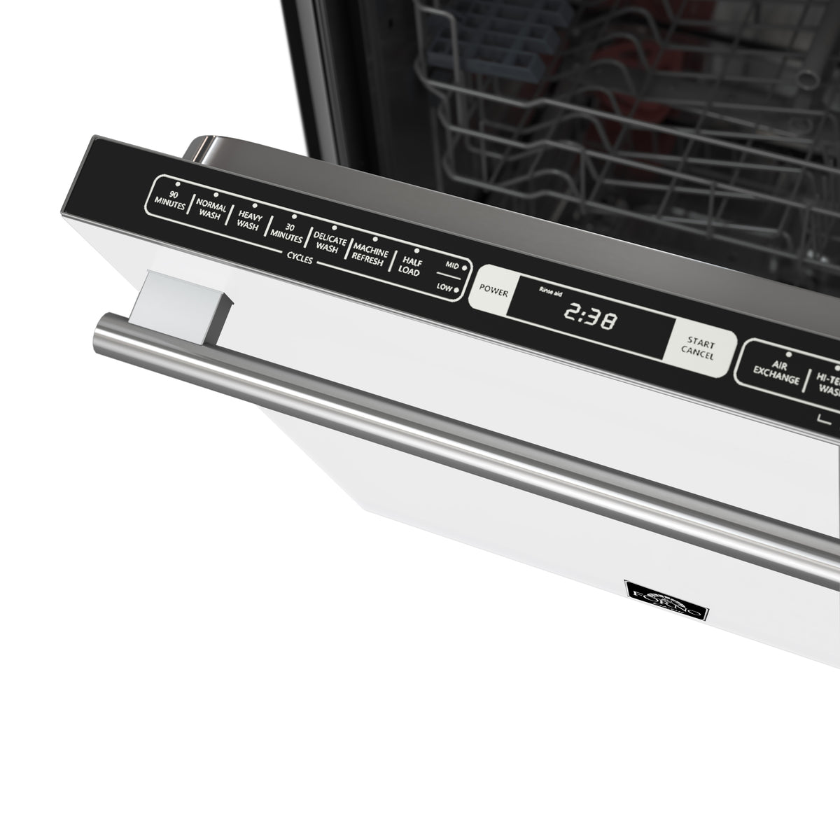 Forno Romano Espresso Lave-vaisselle encastrable 24 pouces, finition blanche, cuve en acier inoxydable, 49 dBA, certifié Energy Star