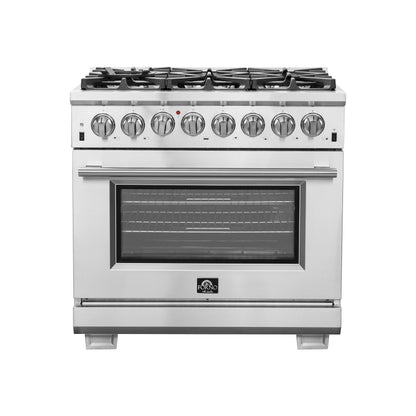 Forno Capriasca 36-Inch Freestanding Dual Fuel Range, 6 Burners, True Convection Oven - Forno Appliances