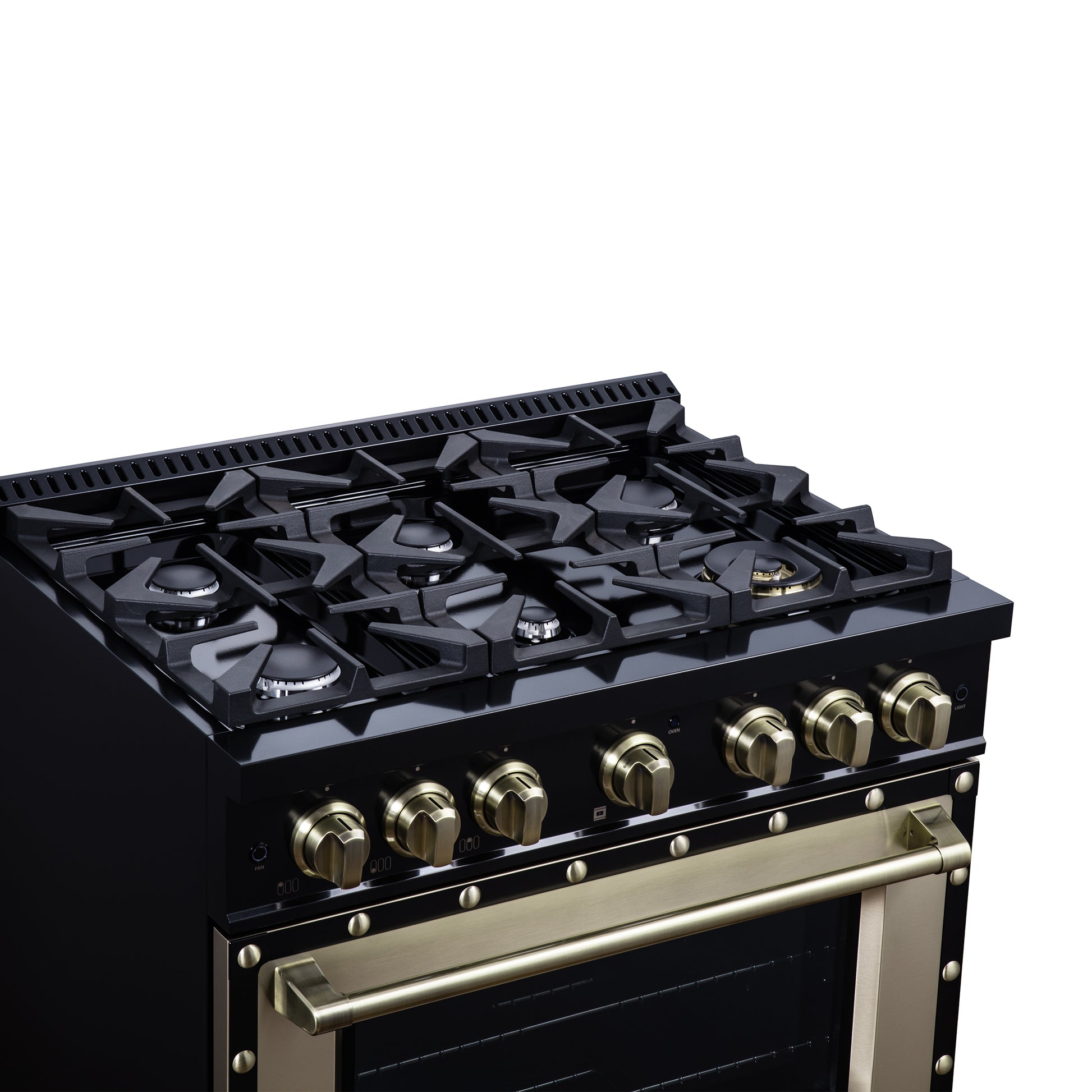 Valente 36" Dual Fuel Range in Black, 6 Sealed Burners, 71 000 BTU Cooktop Output , 5.2 Cu.Ft. convection Oven, Telescopic Racks - Forno Appliances