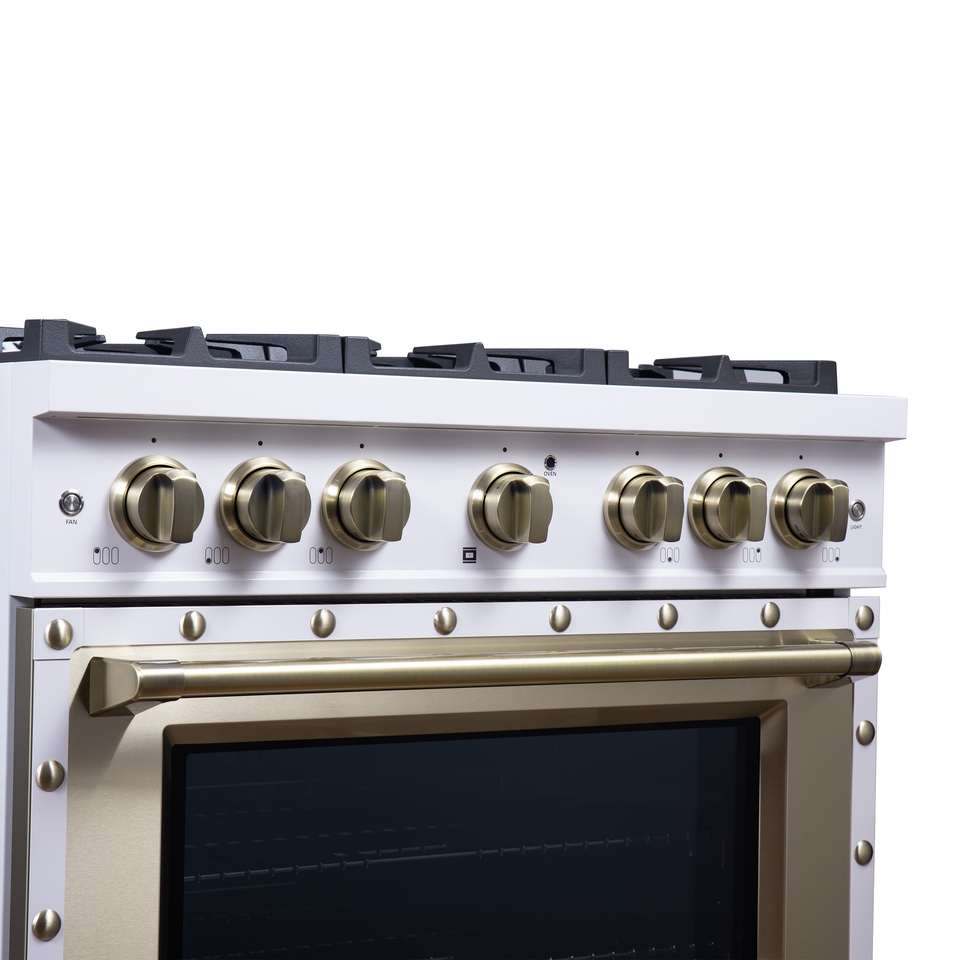 Valente 36" Dual Fuel Range in White, 6 Sealed Burners, 71 000 BTU Cooktop Output , 5.2 Cu.Ft. convection Oven, Telescopic Racks - Forno Appliances