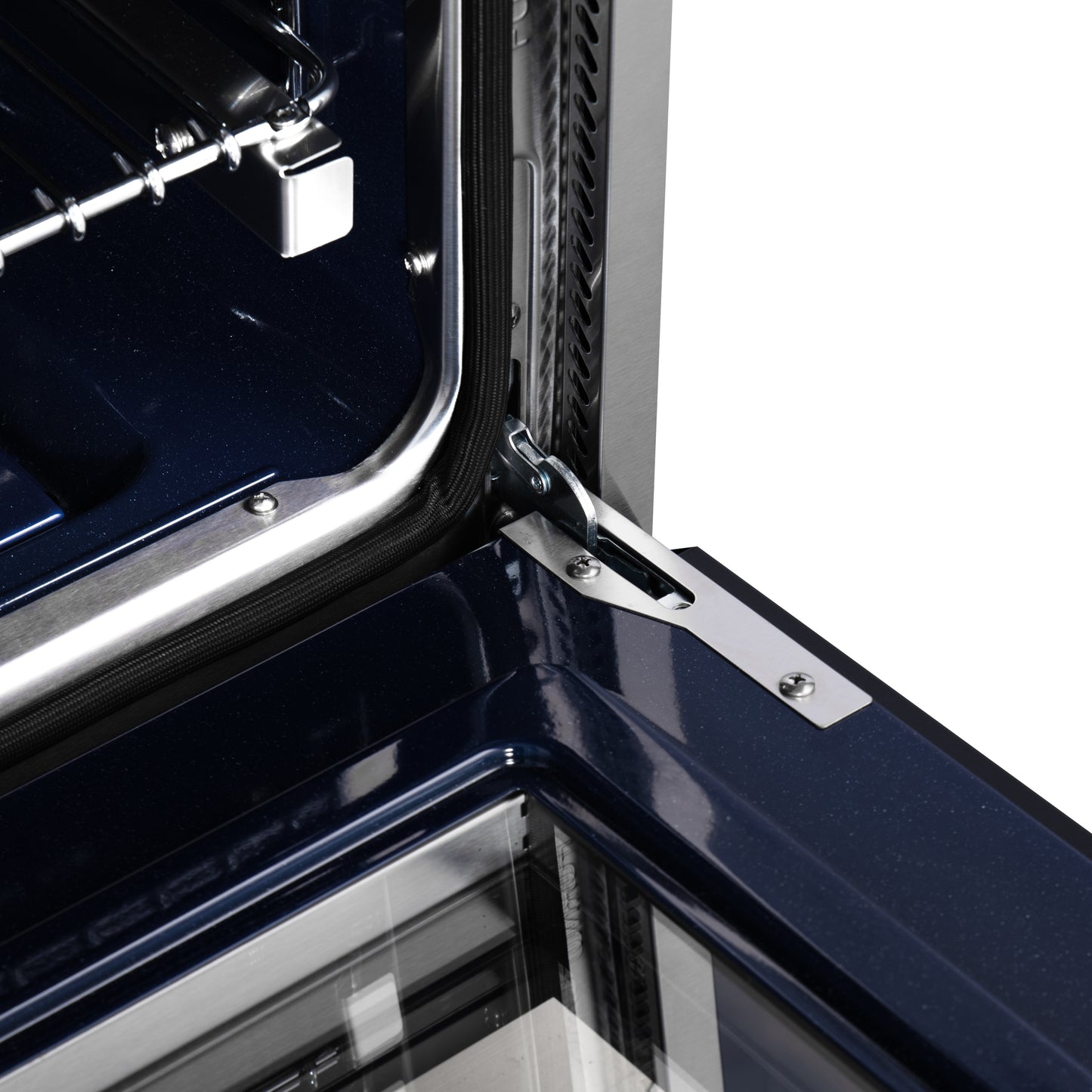 Cocina independiente Forno Massimo de 30 pulgadas con doble combustible, color negro y accesorios de latón antiguo, 4 quemadores y horno de convección de 4.32 pies cúbicos.