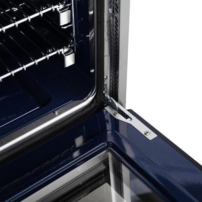 Cuisinière bi-énergie autonome Forno Massimo de 36 pouces, noire, avec accessoires en laiton antique, 6 brûleurs et four à convection de 5,36 pi³.