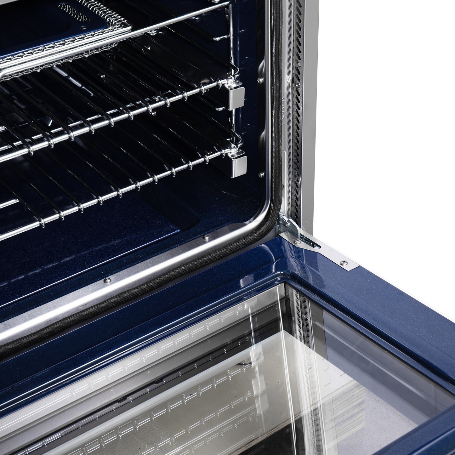 Cuisinière bi-énergie autonome Forno Massimo de 36 pouces, blanche, avec accessoires en laiton antique, 6 brûleurs et four à convection de 5,36 pi³.