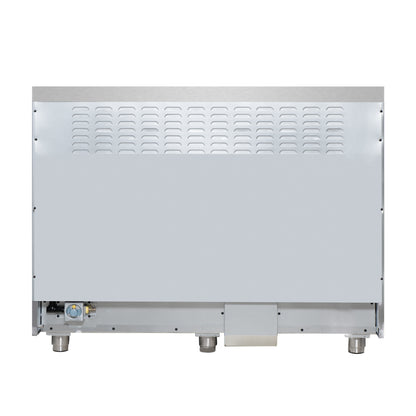 Cuisinière bi-énergie autonome Forno Massimo de 48 pouces, noire, avec accessoires en laiton antique, 8 brûleurs et four à convection de 6,58 pi³.