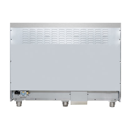 Cuisinière bi-énergie autonome Forno Massimo de 48 pouces, blanche, avec accessoires en laiton antique, 8 brûleurs et four à convection de 6,58 pi³.