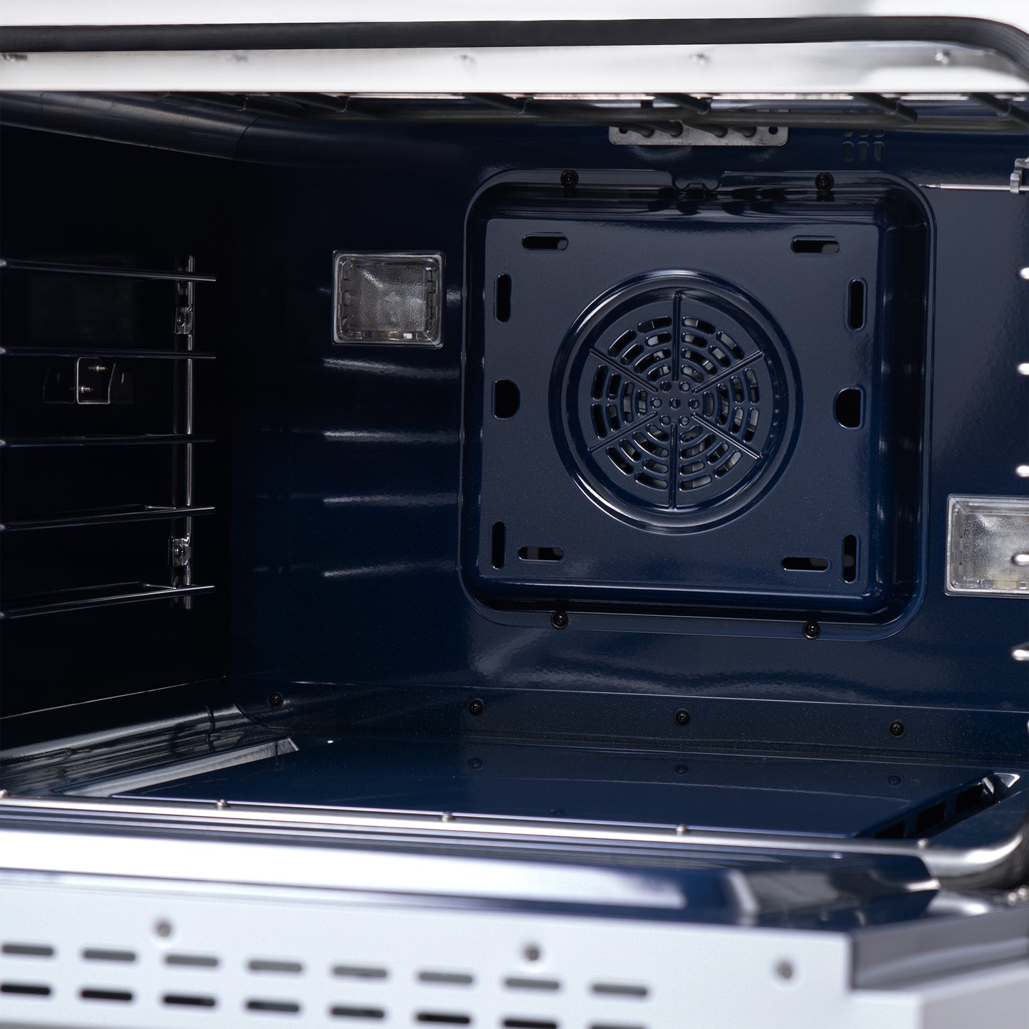 Forno Capriasca 48 Inch Freestanding French Door Dual Fuel Range in White with Antique Brass Accessories, 8 Burners, True Convection Oven