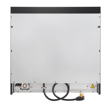 Cuisinière bi-énergie Forno Antico de 36 pouces, noir et laiton antique, 6 brûleurs, four à convection de 4,5 pi³