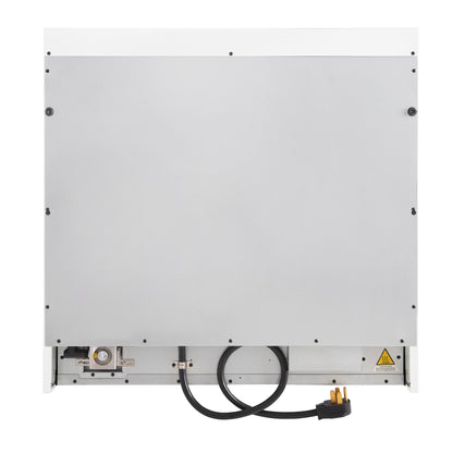 Cocina de doble combustible Forno Antico de 36 pulgadas con diseño en blanco y latón antiguo, 6 quemadores de gas sellados y horno eléctrico de convección.