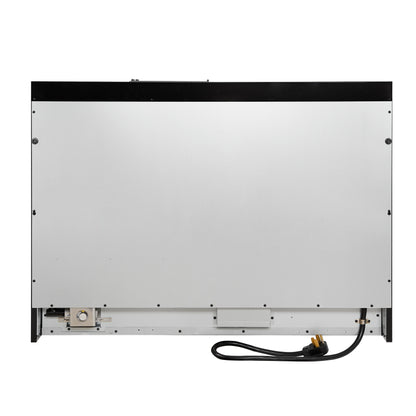 Cuisinière bi-énergie Forno Antico de 48 pouces, finition noire avec laiton antique, 8 brûleurs, 94 000 BTU, fours doubles et plaque chauffante de 5,5 pi³