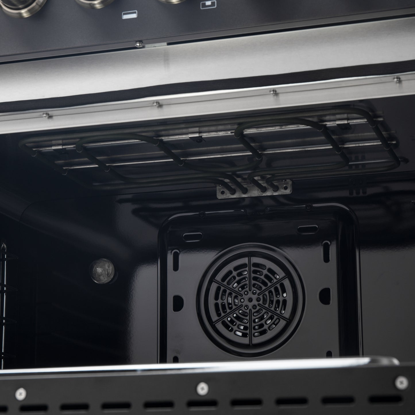 Cuisinière bi-énergie Forno Galiano de 36 pouces, design noir et laiton antique, 6 brûleurs scellés, 83 000 BTU, four à convection véritable de 5,36 pi³