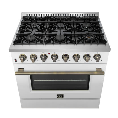 Cuisinière bi-énergie autonome Forno Galiano de 36 po, blanche