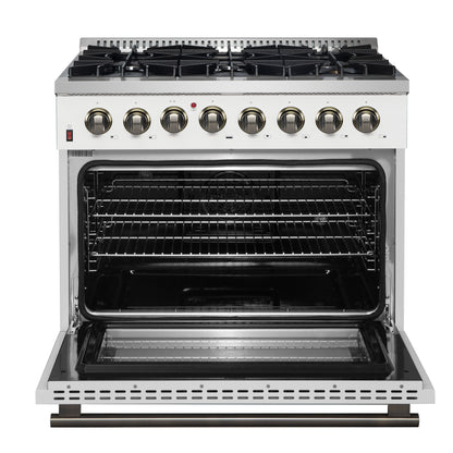 Cuisinière bi-énergie autonome Forno Galiano de 36 po, blanche