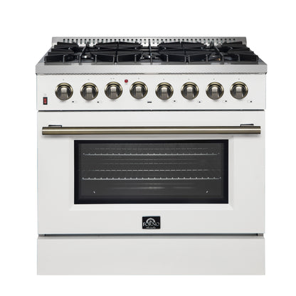 Cuisinière bi-énergie autonome Forno Galiano de 36 po, blanche