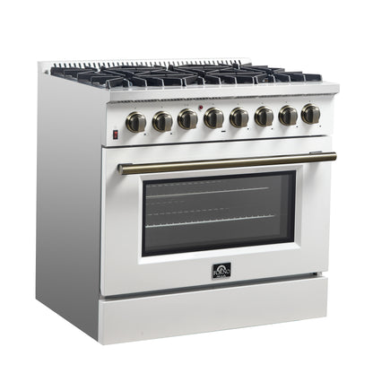 Cuisinière bi-énergie autonome Forno Galiano de 36 po, blanche