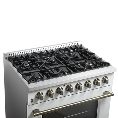 Cuisinière bi-énergie autonome Forno Galiano de 36 po, blanche