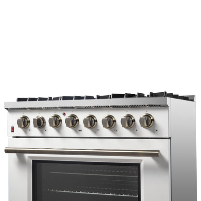 Cuisinière bi-énergie autonome Forno Galiano de 36 po, blanche