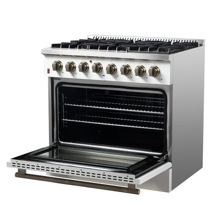 Cuisinière bi-énergie autonome Forno Galiano de 36 po, blanche