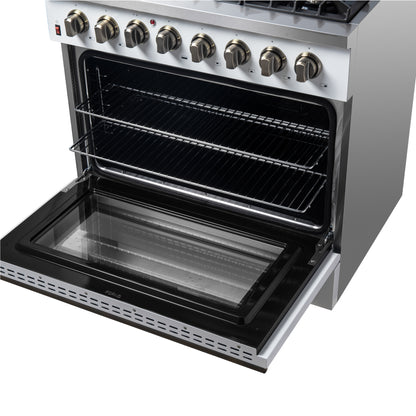 Cuisinière bi-énergie autonome Forno Galiano de 36 po, blanche