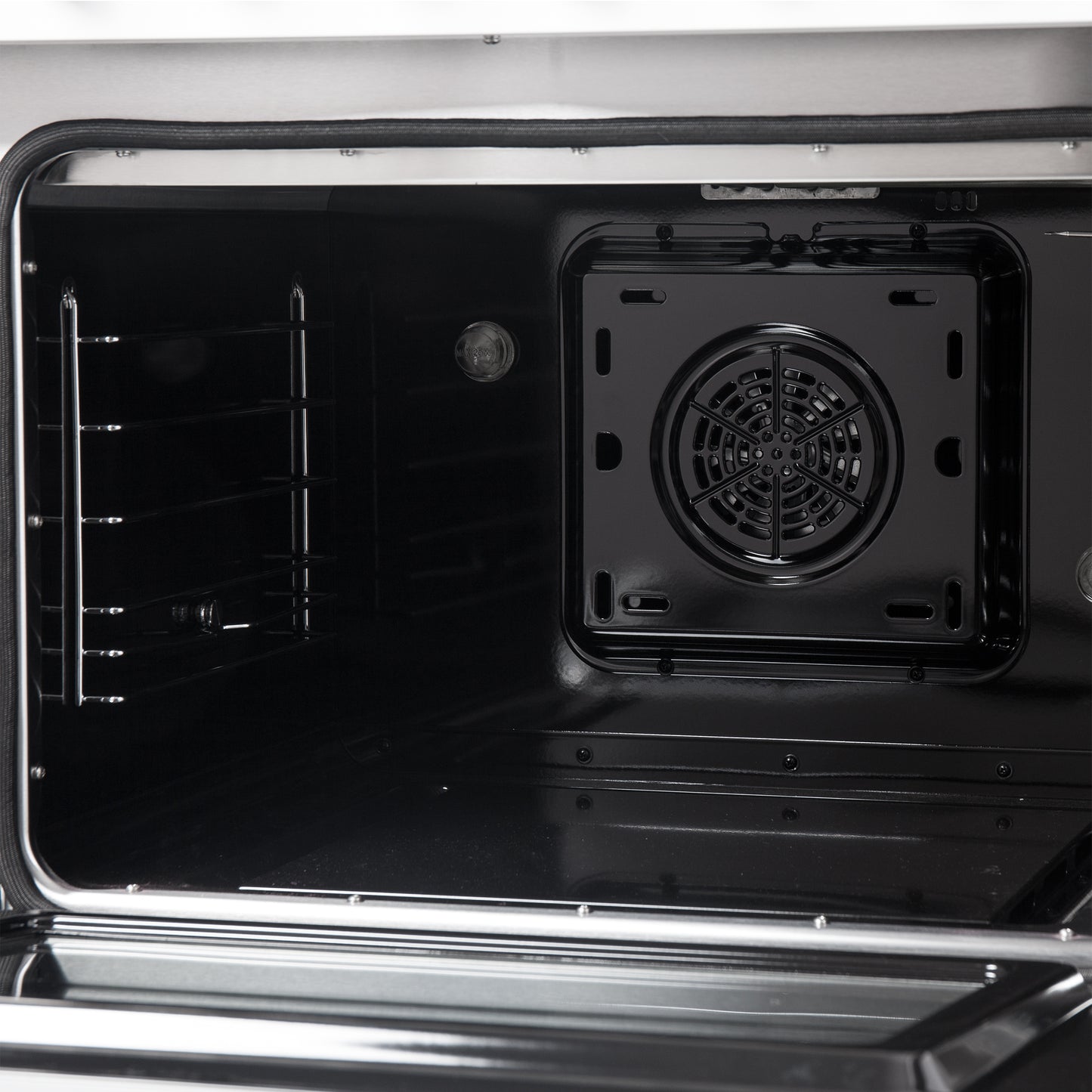 Gama de combustible dual Galiano de 48 pulgadas, diseño en blanco y latón antiguo con 8 quemadores sellados, 107,000 BTU, hornos dobles de 6.58 pies cúbicos y plancha